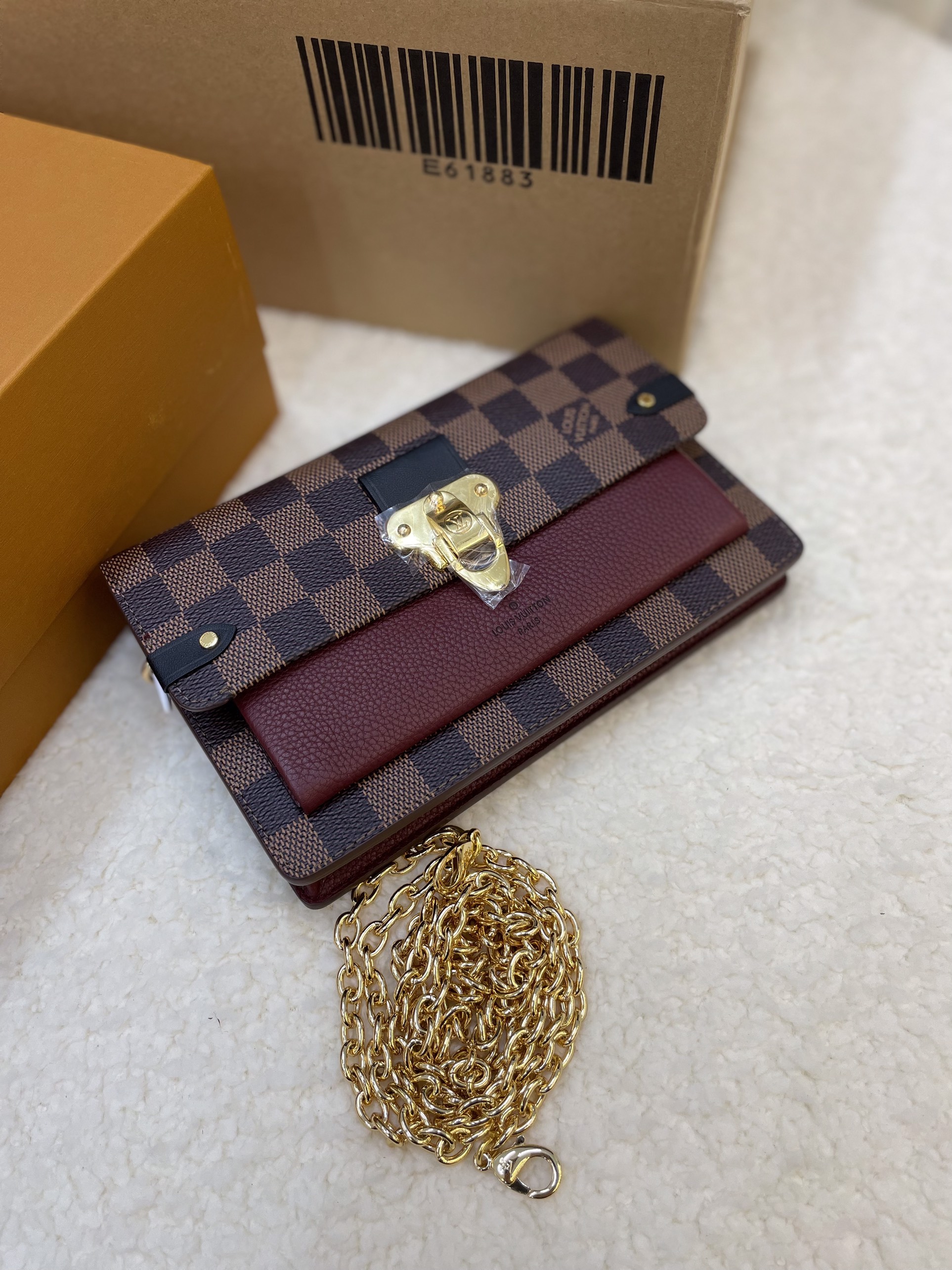 Túi LV Vavin Chain Siêu Cấp Canvas Họa Tiết Damier Ebene Size 19cm
